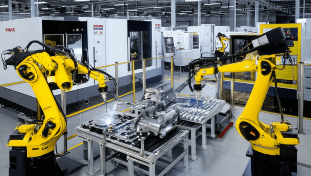 Modern manufacturing facility with industrial machinery